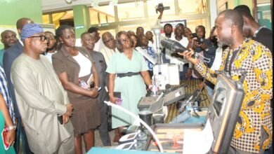 • Mr Ibrahim Murtala Muhammed (left) being briefed on the use of metalyser metal analysis device by Mr Abdalla Abubakari, Deputy Director-Head of Lab Services Unit, EPA Photo: Ebo Gorman.