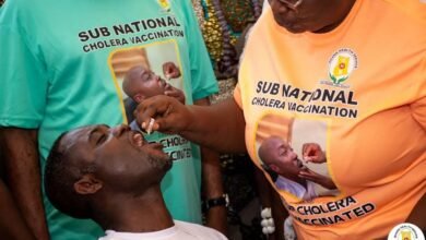 • Mr Akandoh being administered with cholera vaccine