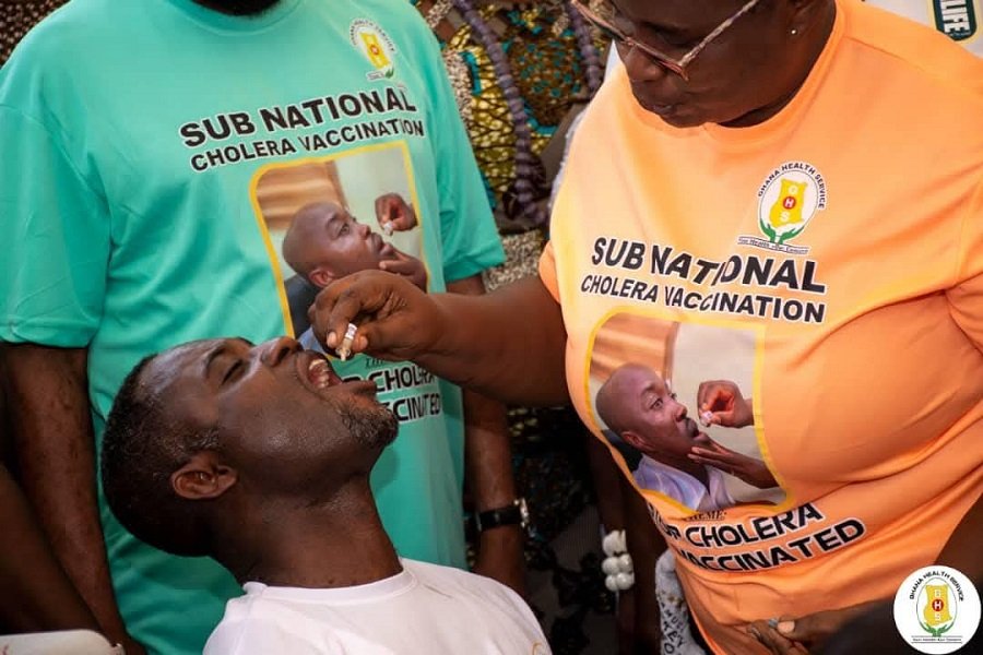 • Mr Akandoh being administered with cholera vaccine