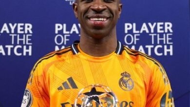 • Vinicius Jr displays his man-of-the-match trophy