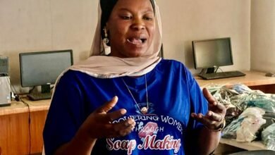 • Mrs Suraya Sulemana (inset) taking the women through the training