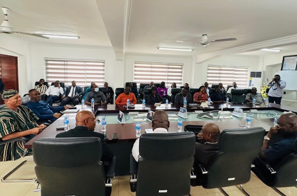 • Mr Kenneth Gilbert Adjei (arrowed) with management of GWL during his working visit