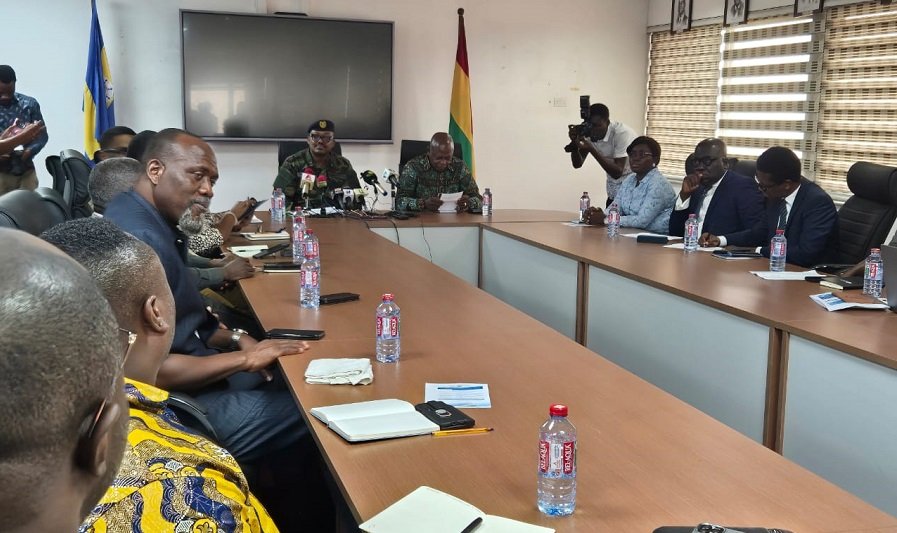 • Mr Tanye-Kulono and Mr Nikpe in a meeting with management of GPHA during his visit