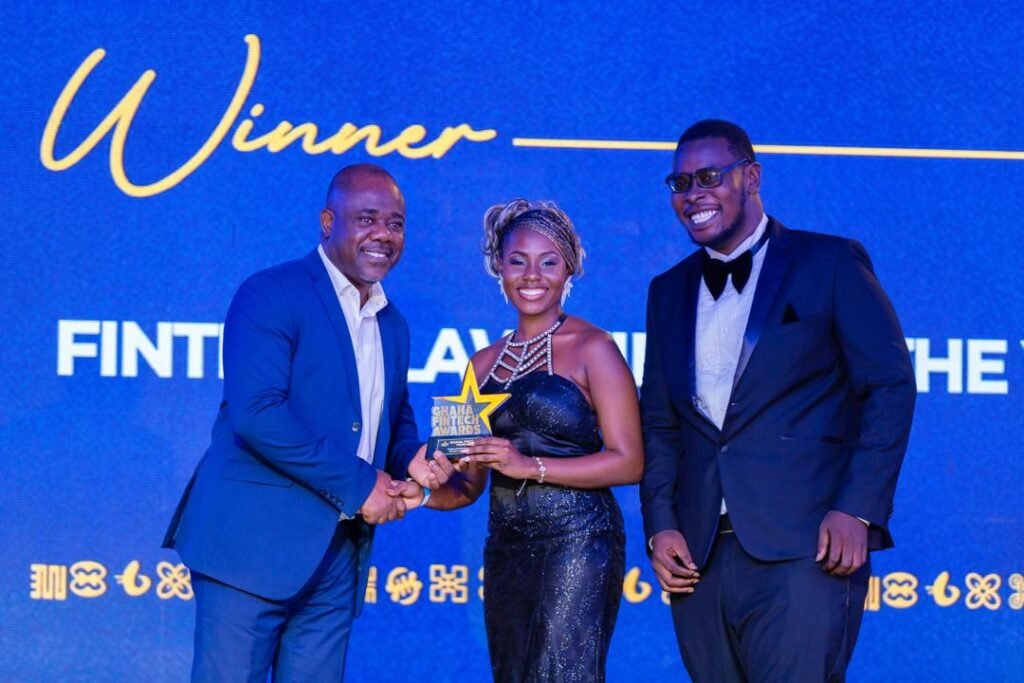 • Adwoa Birago Nyantakyi, (middle) and Harold K Fearon,( right) lawyers at Sustineri Attorneys PRUC receiving the award