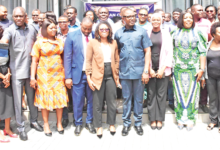 Mr John Jinapor (middle) with other dignitaries after the opening ceremony Photo Seth Osabukle