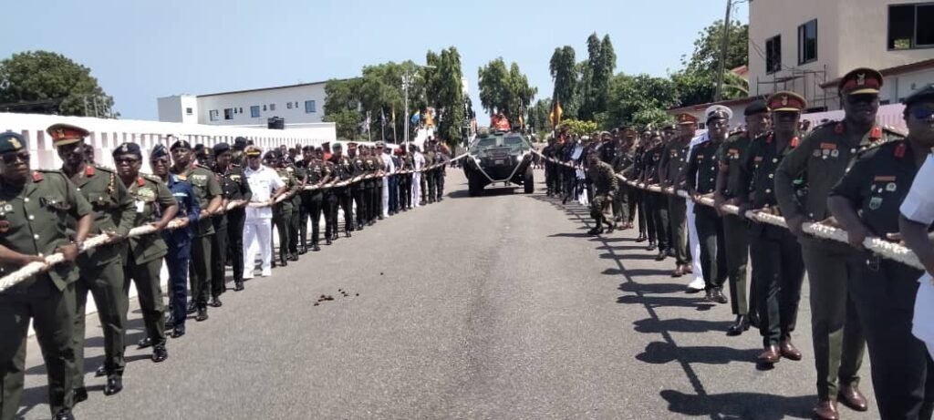 • General Thomas Oppong-Peprah being pulled out of service at a ceremony in Accra