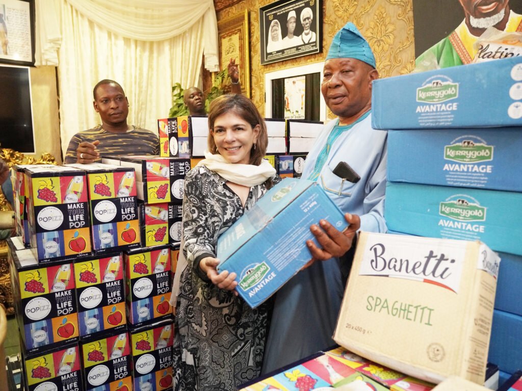 • Alhaji Abdul Abdul Salam (right), Protocol offficer to the National Chief Imam, receiving the items on his behalf