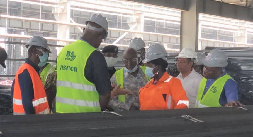 Mrs Ofosu-Adjare (third from right) and other officials during the visit