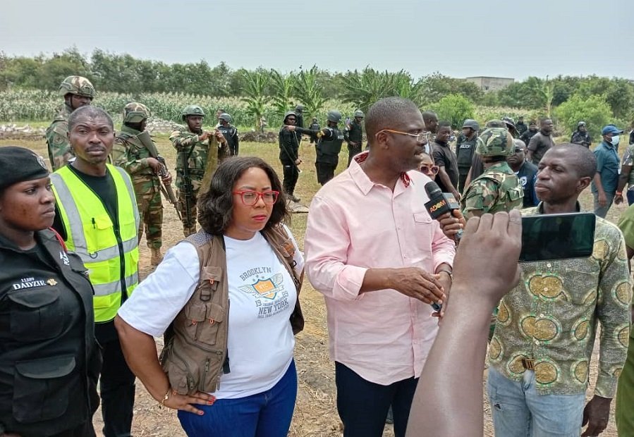 • Mr Courage Nunekpeku briefing the media. With him is Ms Linda Akweley Ocloo