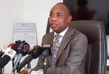 Mr Bright Appiah addressing the media