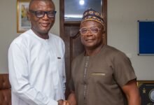 • Mr Adam (right) with Abedi Ayew after the meeting