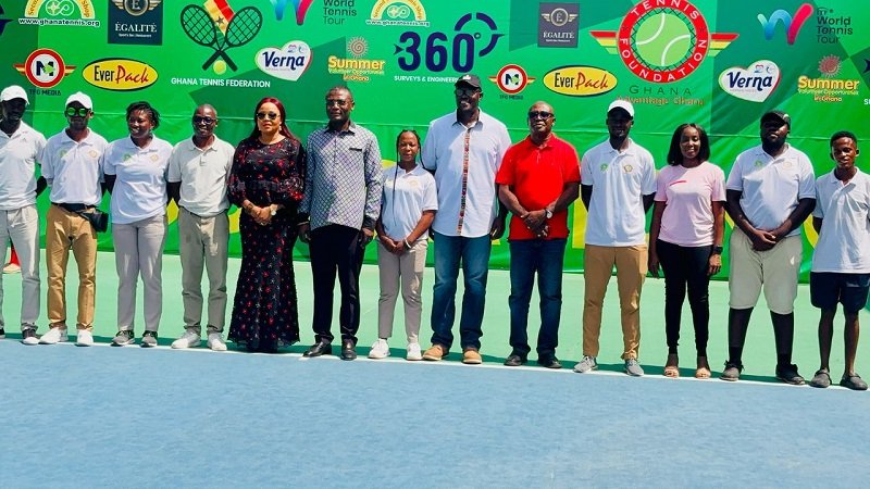 • Mr Adams (arrowed) together with his entourage, tournament director as well as tournament officials and players