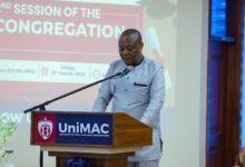 Prof George K.T Oduro (inset) addressing students during the graduation ceremony