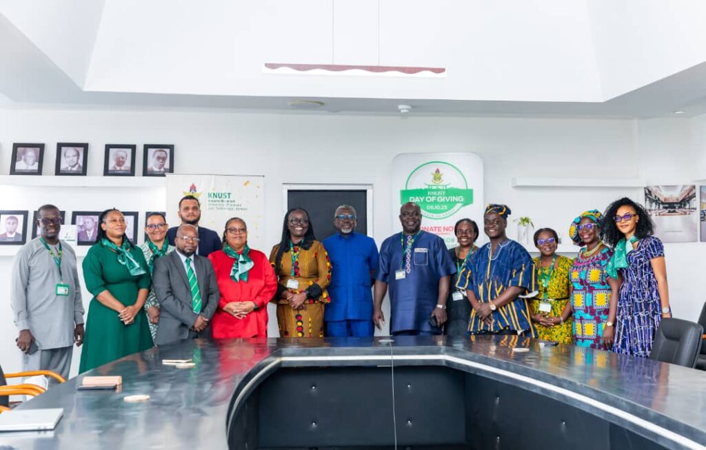 Professor (Mrs) Rita Akosua Dickson (fifth from left) flanked by Ms Joëlle Perreau and Mr Kwame Acquah,the honorary consulate of the Republic of Seychelles in Ghana with the delegation and some management of KNUST