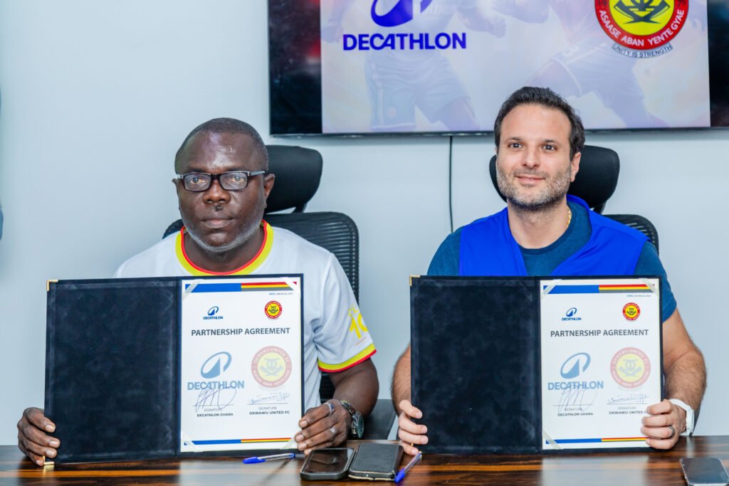 • Mr Fadoul (right) with Nana Kwame Dankwah after the signing