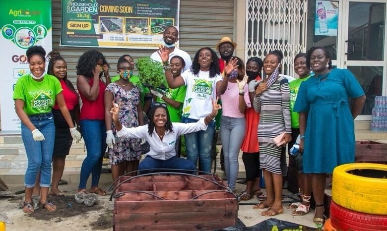 • Ms Akosa(fourth from right) with the team after the launch