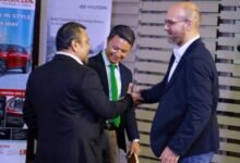 Mr Odaymat (right) interacting with Mr Yanaka Kohji (middle) and Mr Gasesh Yeshwant Phadale,Dept,Country Manager,Stallion Group