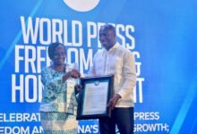 Ajoa Yeboah Afari receiving her citation Photo: Stephanie Birikorang