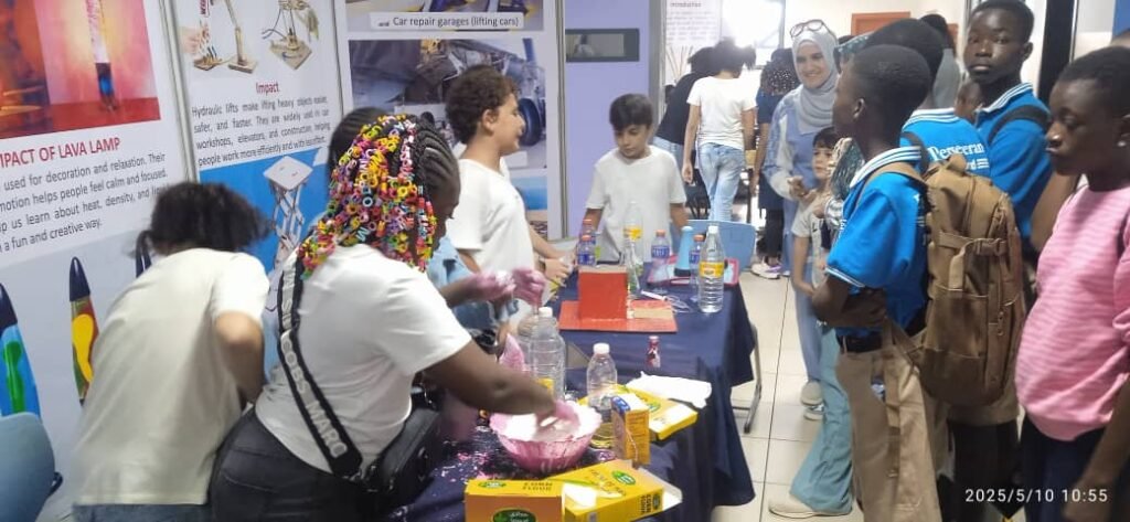 • Some of the students demonstrating their innovation to dignitaries at the event