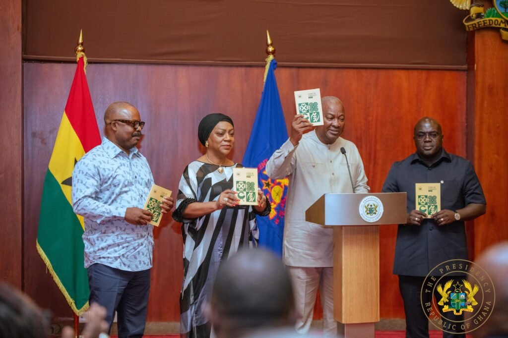 • President Mahama (second from right) launching the code of conduct document