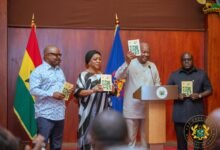 • President Mahama (second from right) launching the code of conduct document