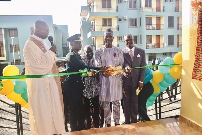 Mr Mohammed Muntaka - Mubarak cutting the ribbon to commission the newly built facility Photo: Stephanie Birikorang
