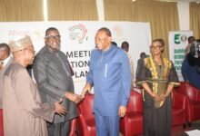 • Mr Mohammed Lawan (left) interacting with Dr Abdul Rashid Hassan Pelpuo (second from right) and other dignitaries after the opening ceremony Photo: Ebo Gorman