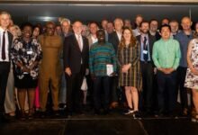 • Mr Verheul (middle) with the trade mission and Ghanaian business owners