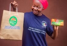 • Ms Abdallah displaying her packed products