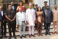 • Alhaji Mubarak Mohammed Muntaka (middle) with the NIA board members after the inauguration Photo: Ebo Gorman