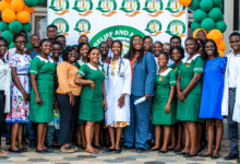 Naa Ayikailey Adamafio (5th from right0 with present and benefiacires