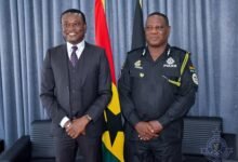 • IGP Mr Yohuno (right) with Mr Agyebeng during his visit
