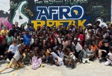 • A group of the volunteers and some of the children that participated