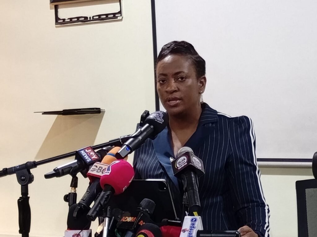 • DCOP Lydia Yaako Donkor briefing the media