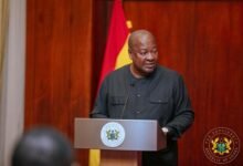 • President Mahama (inset) addressing the stakeholders at the meeting