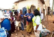 • Ms Manu (in vest) interacting with some of the affected residents
