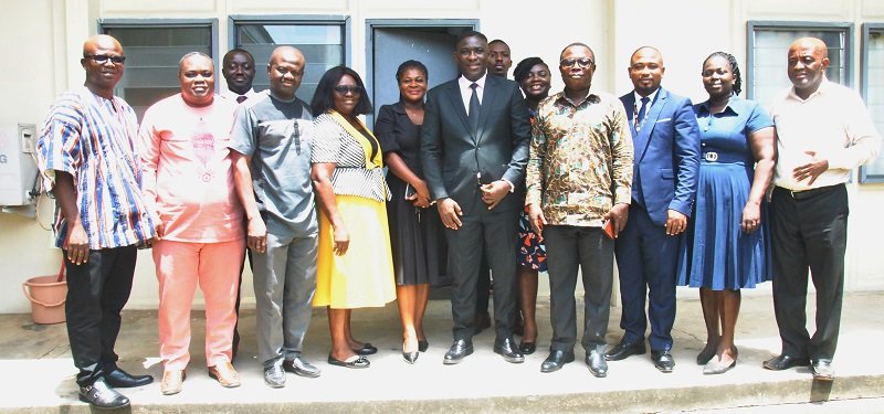 Mr Martin Adu Owusu [fourth from right], Mr Lord Koramoa [sixth from left], with SSNIT delegation and NTC management after the meeting Photo: Lizzy Okai