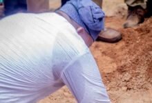 • Mr Atta Issah laying a block for construction of the ward to commence