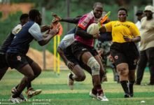 • Skolars’ Seth Bruce charges forward with the ball as he powers through the Panthers’ defense during the game