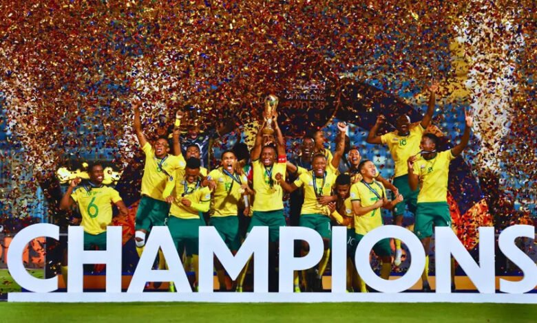 • South African players in joyous mood after receiving the trophy