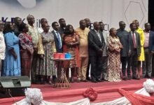 • Mr Shaibu (standing extreme right) with Dr Zakariah (standing eight position) with other dignitaries in a group picture after the programme