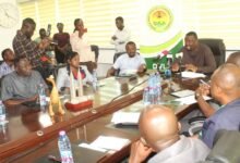 • Mr Julius Neequaye Kotey (head of table) addressing the press conference Photo: Ebo Gorman