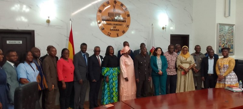 • Mr Bagbin (seventh from right) with the AU team