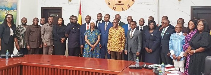 Mr Alban Bagbin (middle) with other heads of institutions after the event
