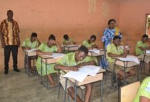 Mr Anyetei (left) and Ms Sowah at one of the Centers in La Photo Victor A. Buxton