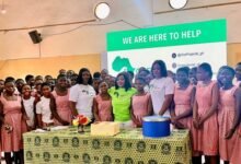 • Ms Victoria Naema Abdulai (middle) with some of the students Photo: Stephanie Birikorang