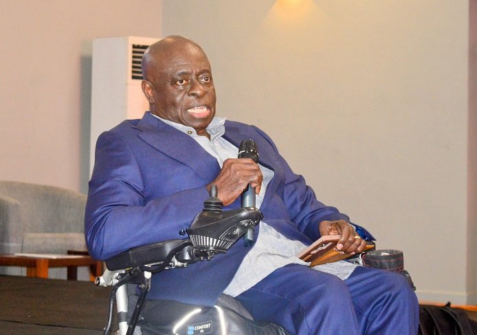 • Prof. Gyimah-Boadi (inset) addressing the gathering