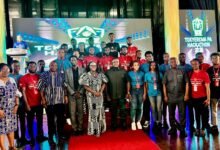 • Mr Samuel George (middle) with the five finallists and other dignitaries Photo: Stephanie Birikorang