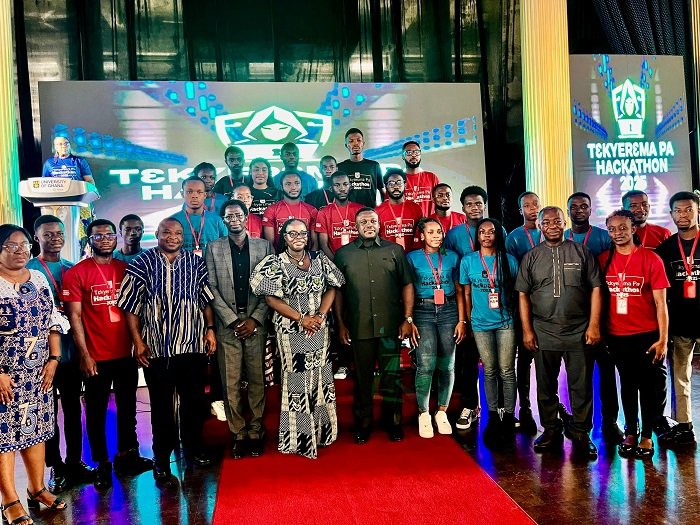 • Mr Samuel George (middle) with the five finallists and other dignitaries Photo: Stephanie Birikorang