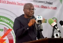 Mr Sowah (inset) addressing the gathering